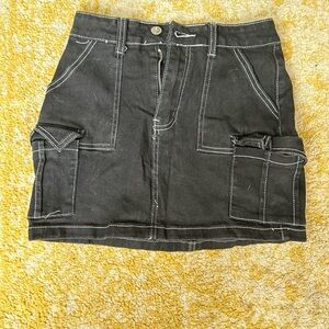 Kreamy Cargo Skirt Womens Small Black Goth Grunge Punk Rock Utility Pockets